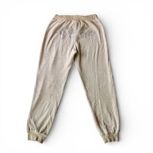Juicy Couture X Forever 21 Y2K Tan Velour Jogger Sweatpants Rhinestones Small